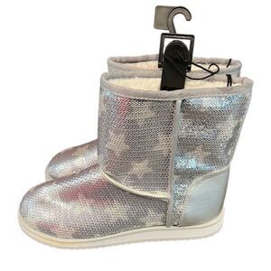 Wonder Nation Little & Big Girl Sequin Faux Shearling Winter Boot